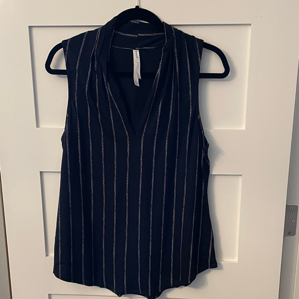 Iris Setlakwe Navy and  White Pinstripe Blouse